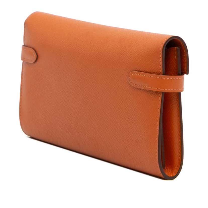 Hermès Epsom Kelly Longue Wallet Orange Leather Fair condition - Back View