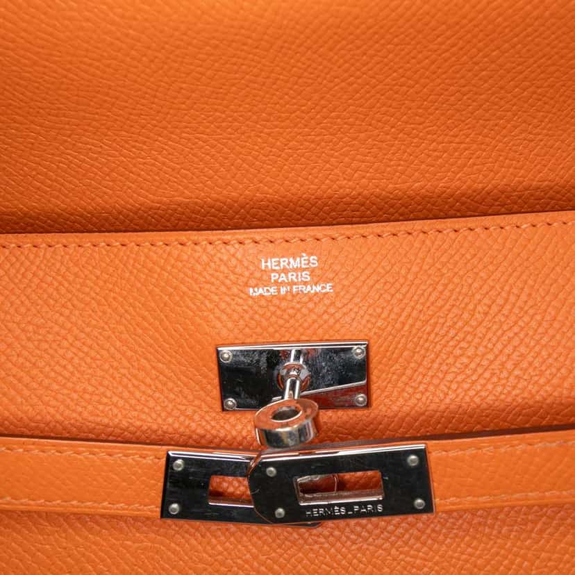 Hermès Epsom Kelly Longue Wallet Orange Leather Fair condition - Box View