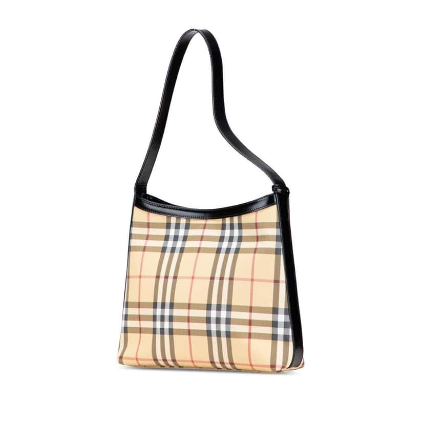 Burberry House Check Coated Canvas Shoulder Bag Brown Canvas Good condition - Back View