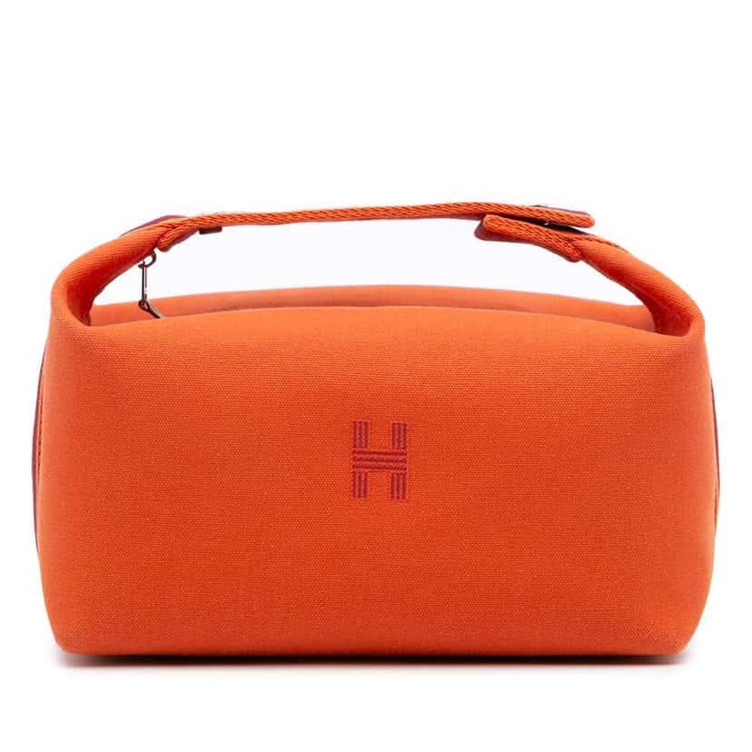Hermès Large Canvas Bride A Brac Case Orange Canvas Good condition - Front View