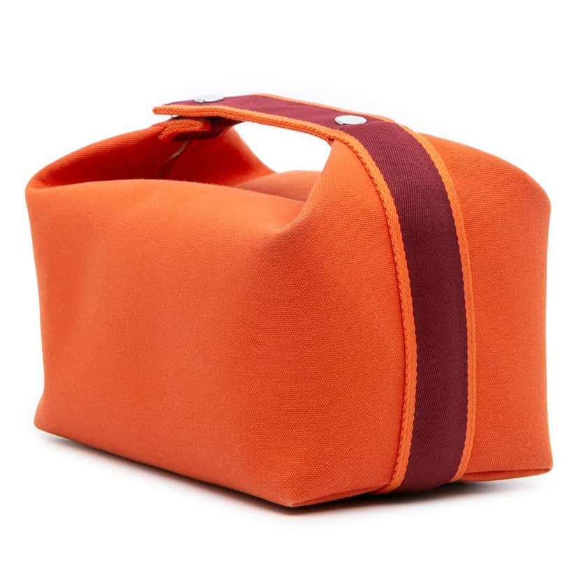 Hermès Large Canvas Bride A Brac Case Orange Canvas Good condition - Back View