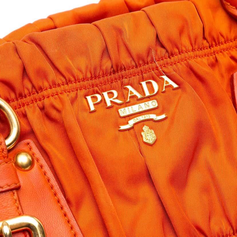 Prada Tessuto Gaufre Satchel Orange Good condition - Box View