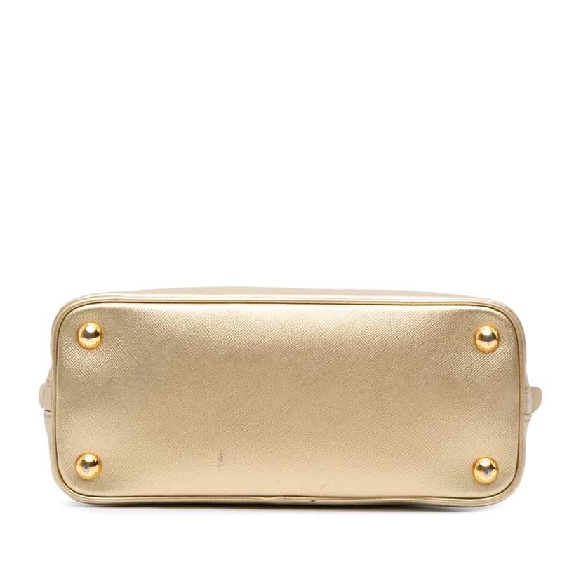 Prada Small Saffiano Lux Promenade Satchel Gold Leather Good condition - Inside View