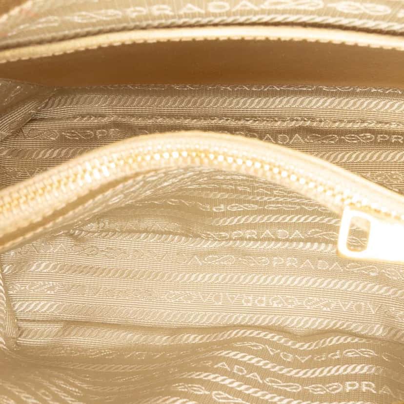 Prada Small Saffiano Lux Promenade Satchel Gold Leather Good condition - Model View