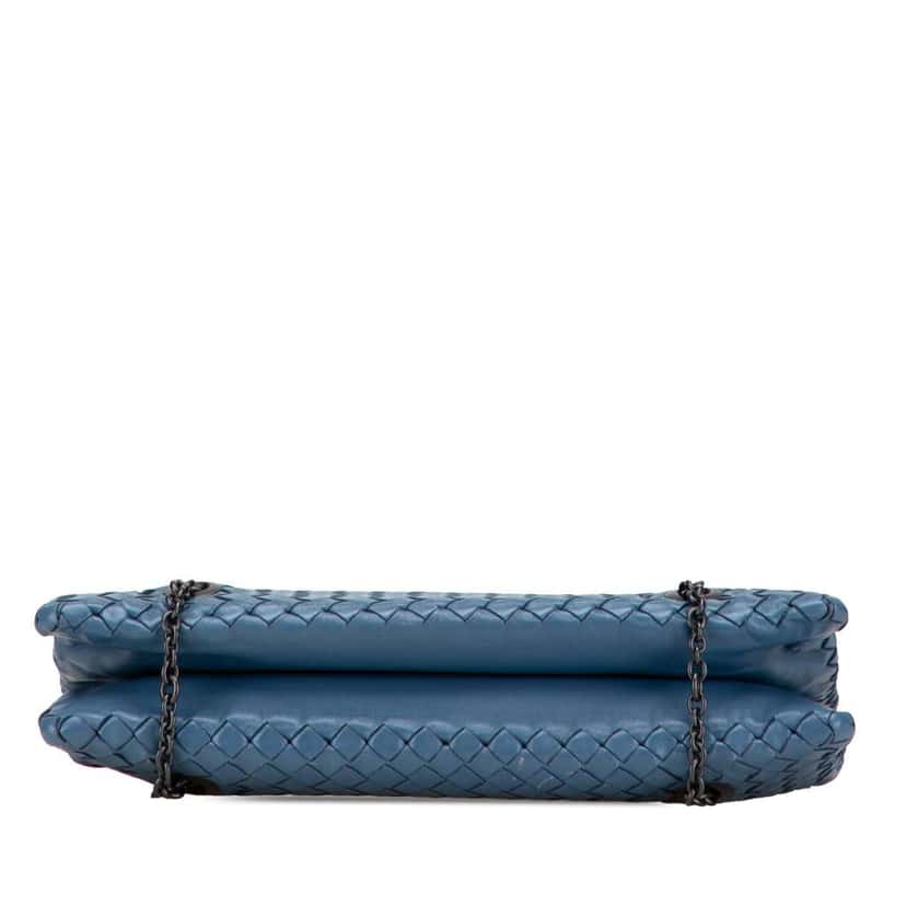 Bottega Veneta Nappa Intrecciato Duo Shoulder Bag Blue Leather Good condition - Inside View