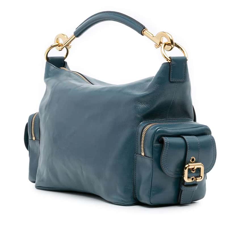Chloé Shiny Leather Camera Bag Blue Leather Good condition - Back View