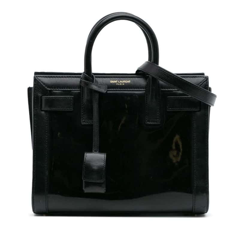 Saint Laurent Nano Patent Sac de Jour Satchel Black Leather Good condition - Front View