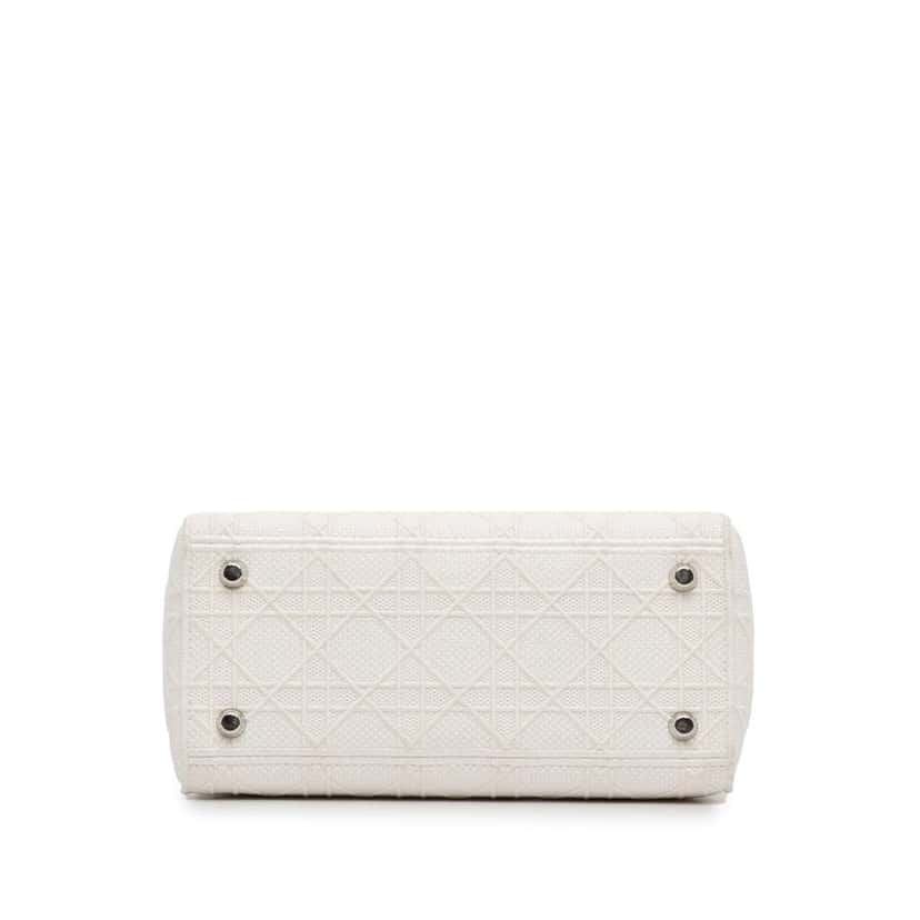 Dior Medium Canvas Cannage Lady D Lite White Canvas Good condition - Box View