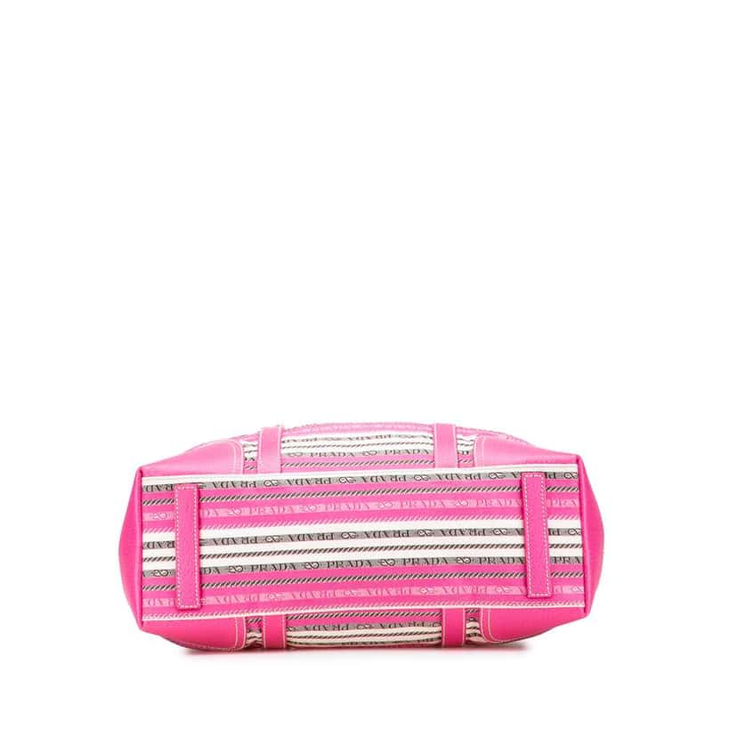 Prada Striped Jacquard Tote Pink Canvas Good condition - Inside View