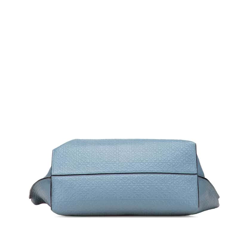 Loewe Embossed Anagram Leather T Shopper Tote Blue Leather Good condition - Inside View