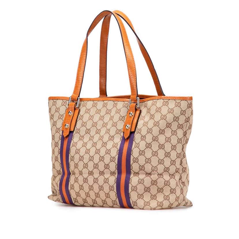 Gucci Large GG Canvas Jolicoeur Tote Brown Canvas Good condition - Back View