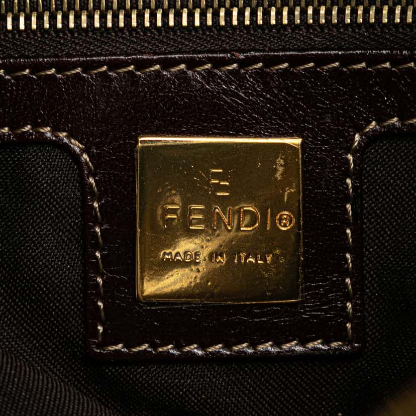 Fendi Zucchino Crystal Double Flap Mamma Brown Canvas Good condition - Box View