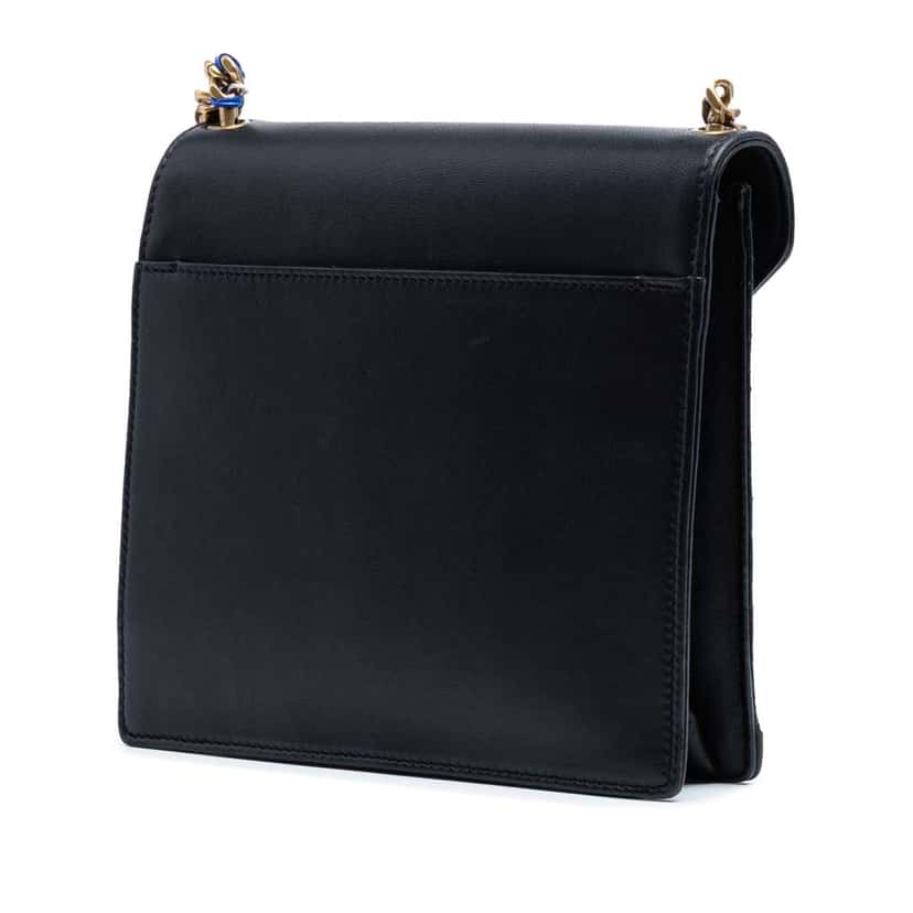Saint Laurent Quilted Lambskin Gaby Square Shoulder Bag Black Leather Good condition - Back View