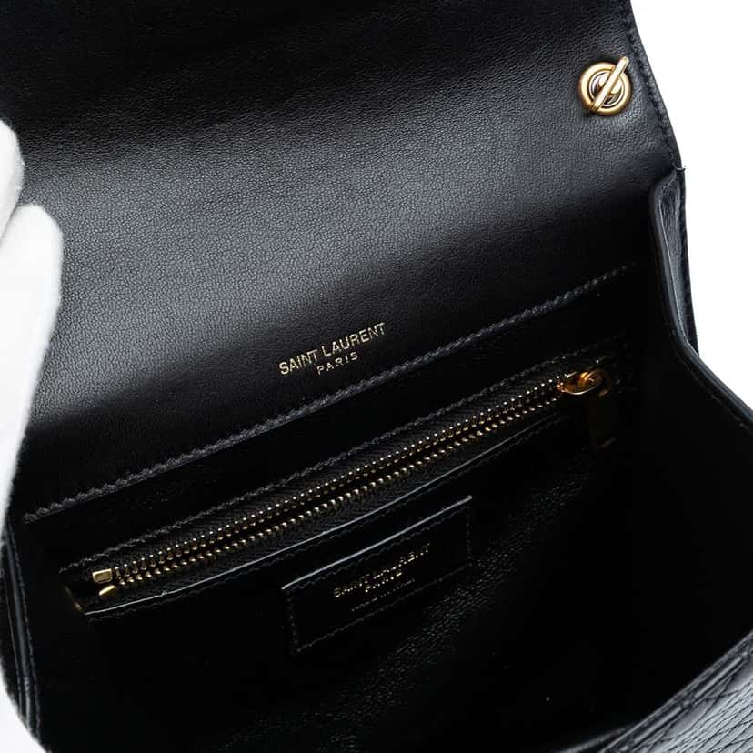 Saint Laurent Quilted Lambskin Gaby Square Shoulder Bag Black Leather Good condition - Model View