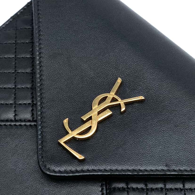 Saint Laurent Quilted Lambskin Gaby Square Shoulder Bag Black Leather Good condition - Box View