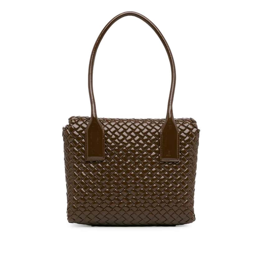 Bottega Veneta Intrecciato Patent Patti Brown Leather Good condition - Inside View