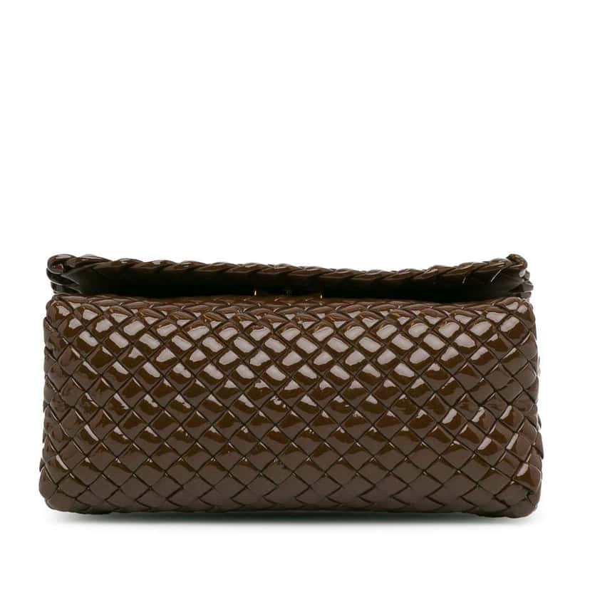 Bottega Veneta Intrecciato Patent Patti Brown Leather Good condition - Model View