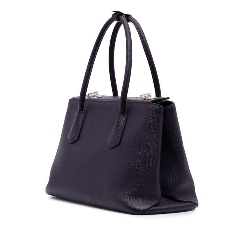 Prada Saffiano Cuir Turnlock Twin Satchel Purple Leather Good condition - Back View
