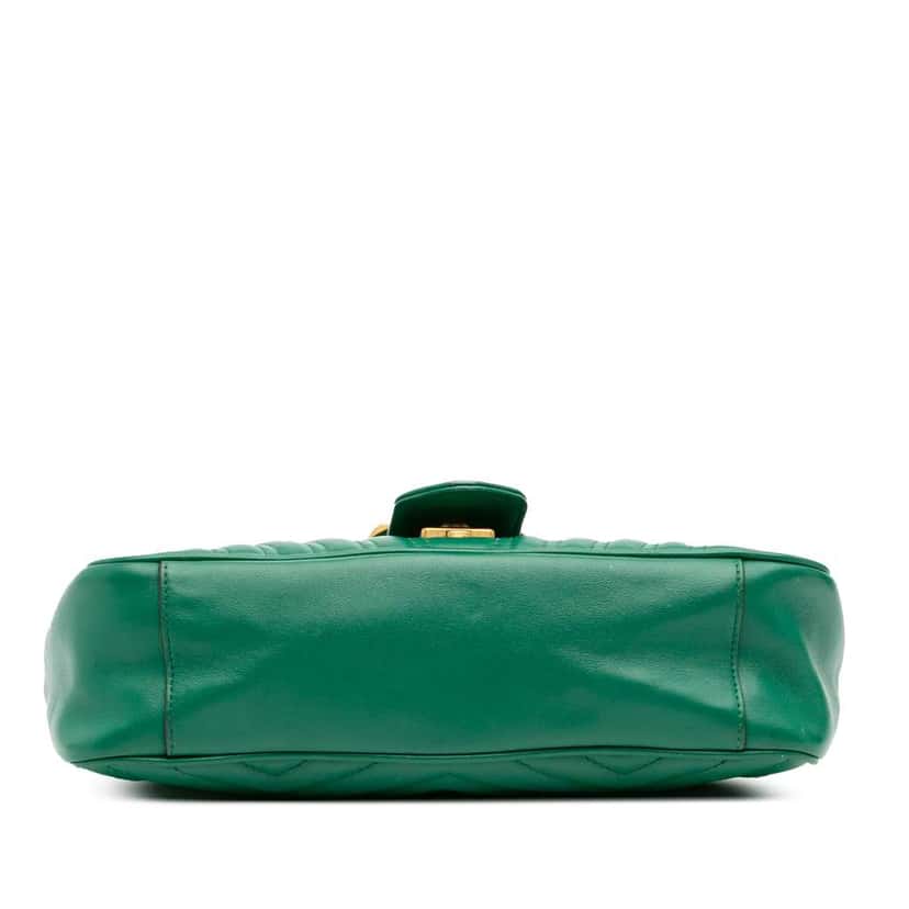 Gucci Medium GG Marmont Matelasse Leather Shoulder Bag Green Leather Good condition - Inside View