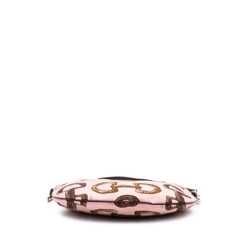 Gucci Canvas Bamboo Horsebit Print Hobo Pink Canvas Good condition - Inside View