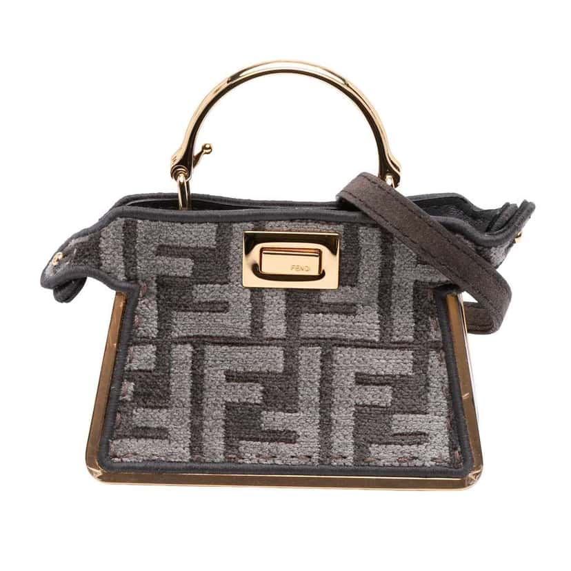 Fendi Nano Zucca Cashmere Peekaboo ISeeU Maxi Handle Bag Grey Wool Very good condition - Front View