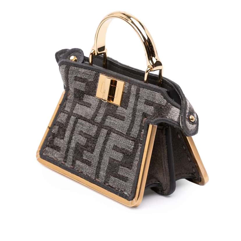 Fendi Nano Zucca Cashmere Peekaboo ISeeU Maxi Handle Bag Grey Wool Very good condition - Back View