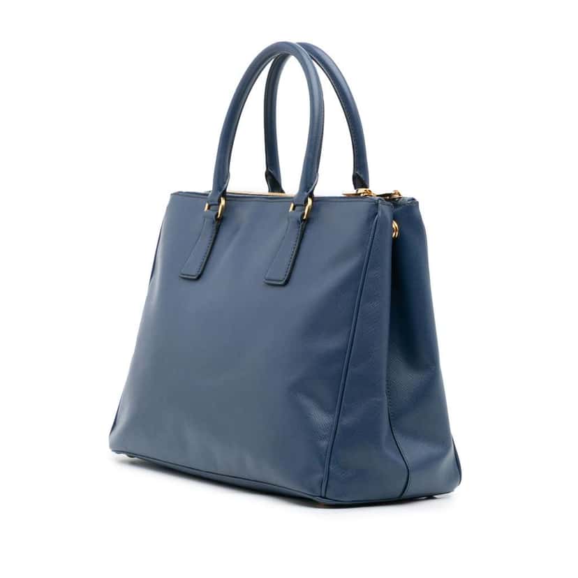 Prada Medium Saffiano Lux Galleria Double Zip Satchel Blue Leather Good condition - Back View