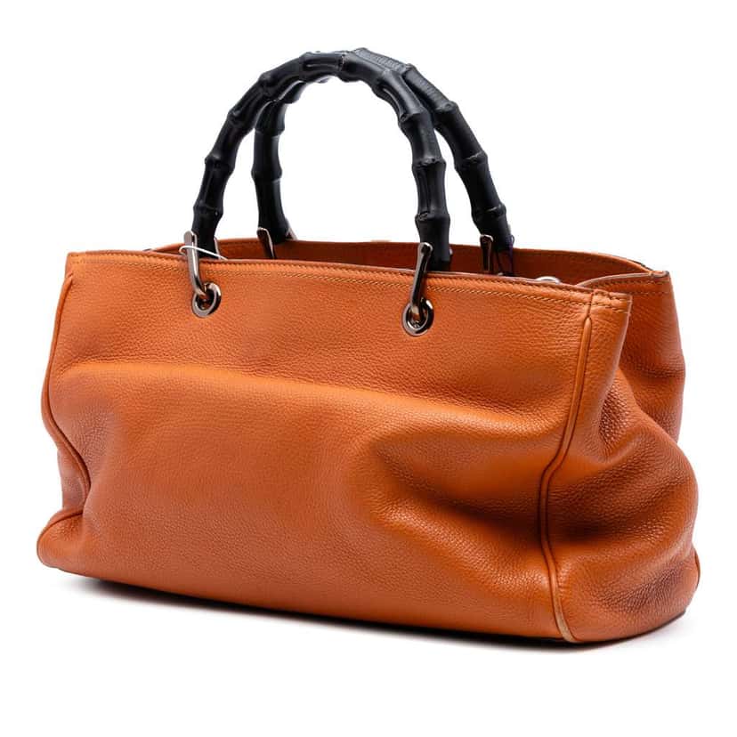 Gucci Medium Calfskin Bamboo Shopper Satchel Orange Leather Good condition - Back View