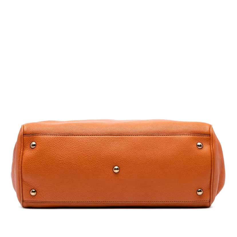 Gucci Medium Calfskin Bamboo Shopper Satchel Orange Leather Good condition - Inside View