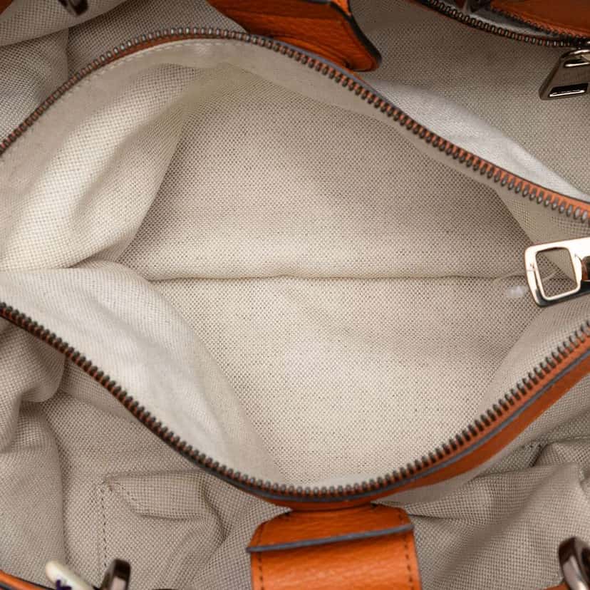 Gucci Medium Calfskin Bamboo Shopper Satchel Orange Leather Good condition - Model View