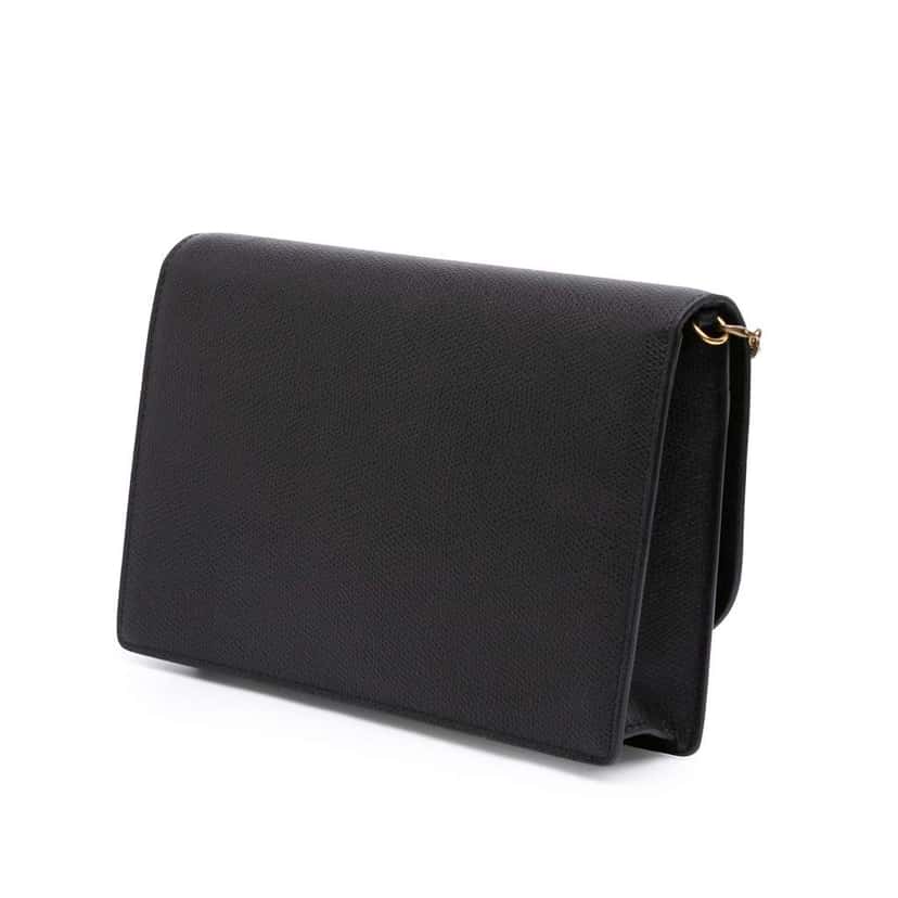 Dior Grained Calfskin Saddle Chain Pouch Black Leather Good condition - Back View