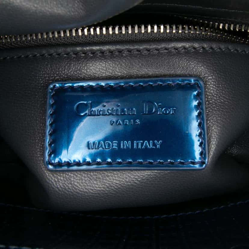 Dior Mini Metallic Patent Microcannage Lady Dior Blue Leather Good condition - Box View