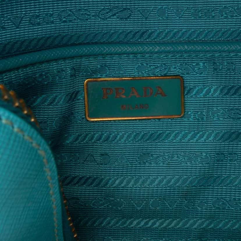 Prada Large Saffiano Lux Promenade Satchel Blue Leather Good condition - Box View