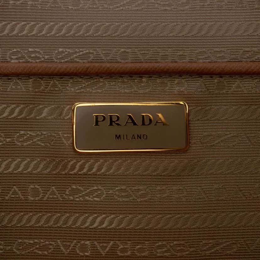 Prada Large Saffiano Lux Promenade Satchel Brown Leather Good condition - Box View