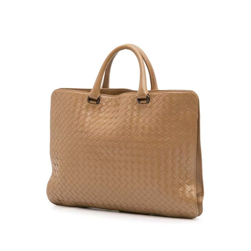 Bottega Veneta Nappa Intrecciato Business Bag Brown Leather Good condition - Back View