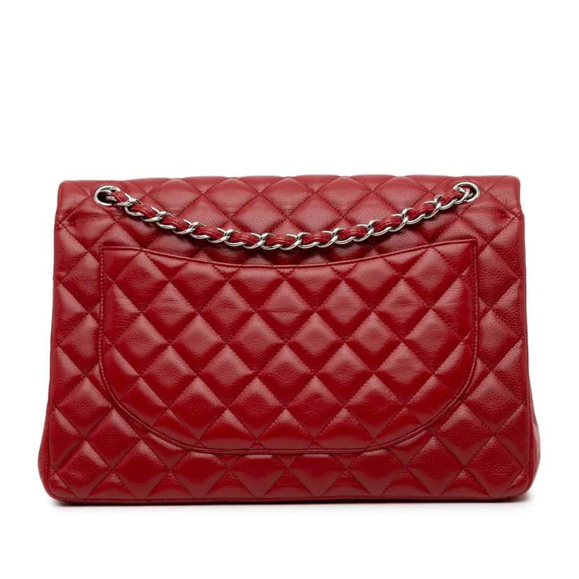 Chanel Maxi Classic Caviar Double Flap Red Leather Good condition - Inside View