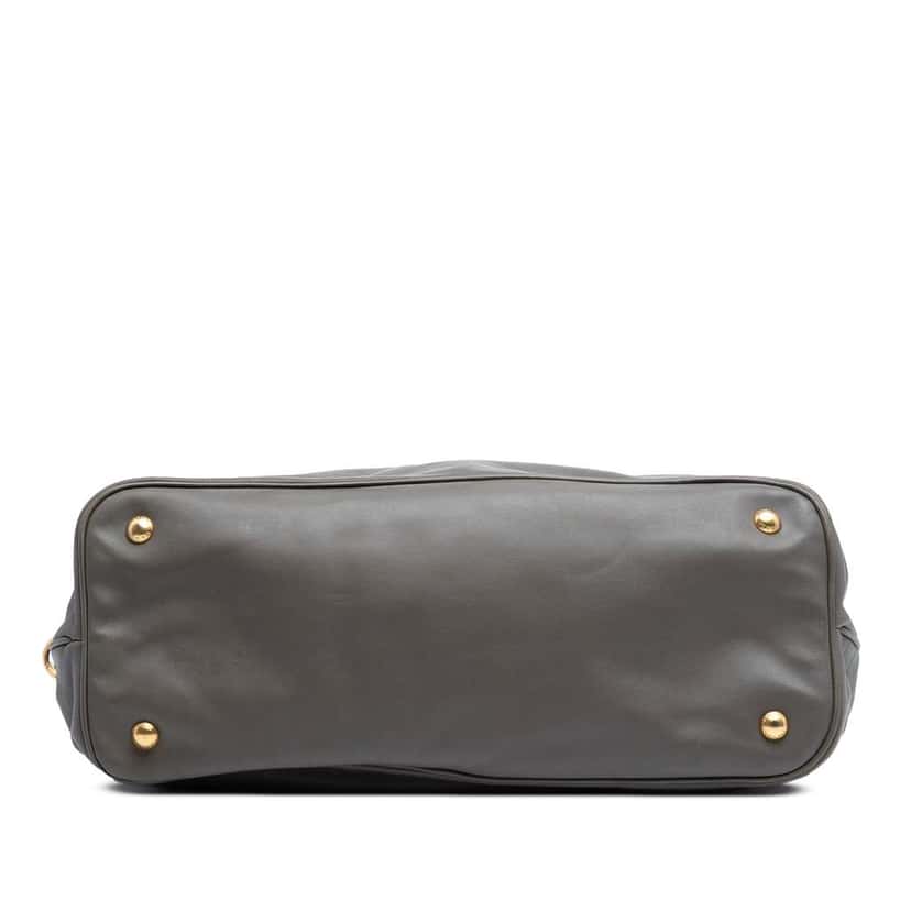 Prada Soft Calfskin Open Convertible Shopping Tote Grey Leather Good condition - Inside View