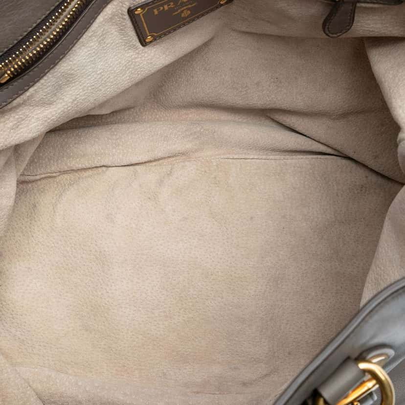 Prada Soft Calfskin Open Convertible Shopping Tote Grey Leather Good condition - Model View