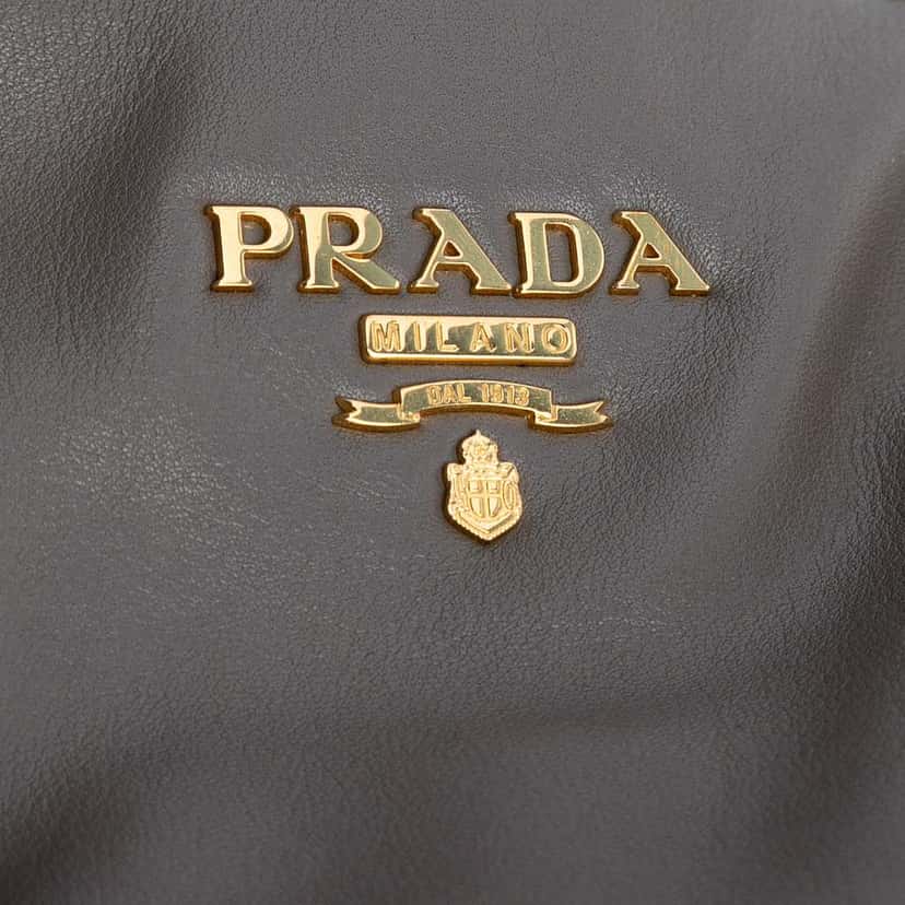 Prada Soft Calfskin Open Convertible Shopping Tote Grey Leather Good condition - Box View