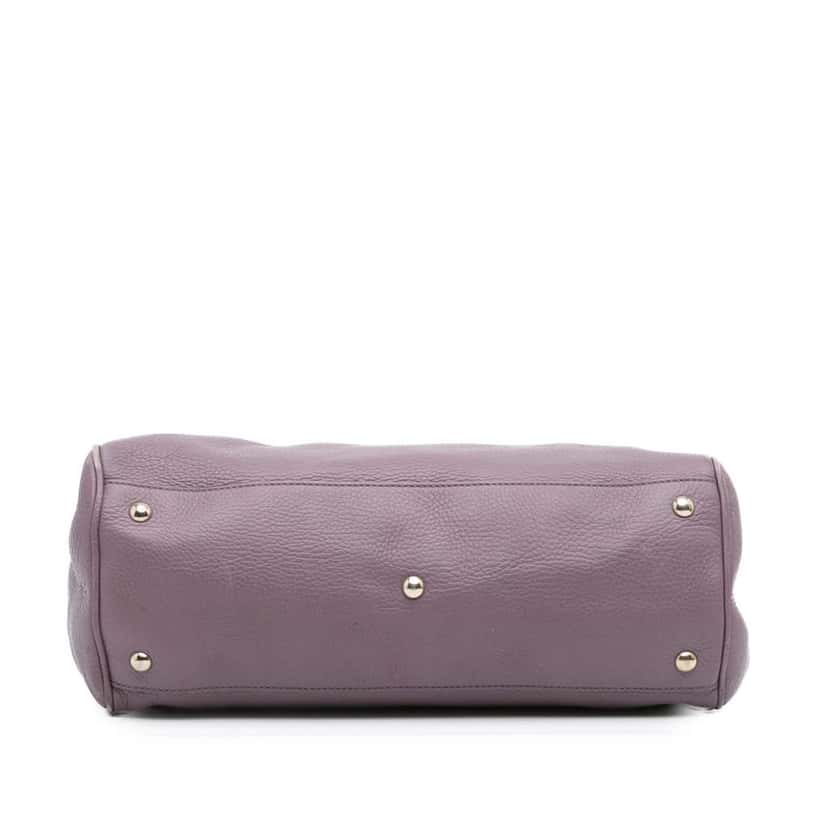 Gucci Medium Calfskin Bamboo Shopper Satchel Purple Leather Very good condition - Inside View