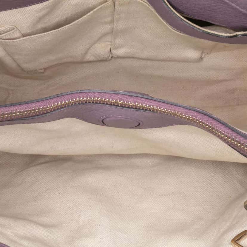Gucci Medium Calfskin Bamboo Shopper Satchel Purple Leather Very good condition - Model View
