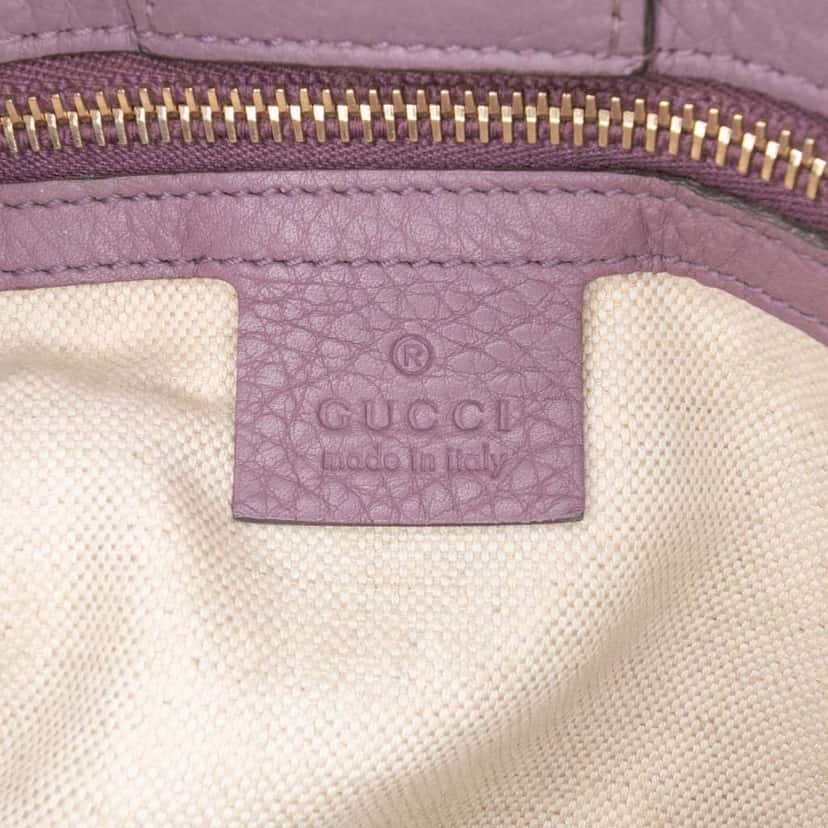 Gucci Medium Calfskin Bamboo Shopper Satchel Purple Leather Very good condition - Box View