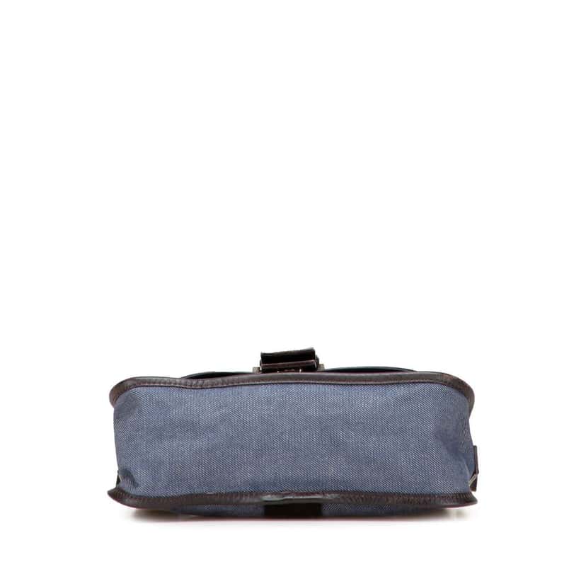 Fendi Zucca Trimmed Denim Buckle Flap Bag Blue Denim Good condition - Inside View