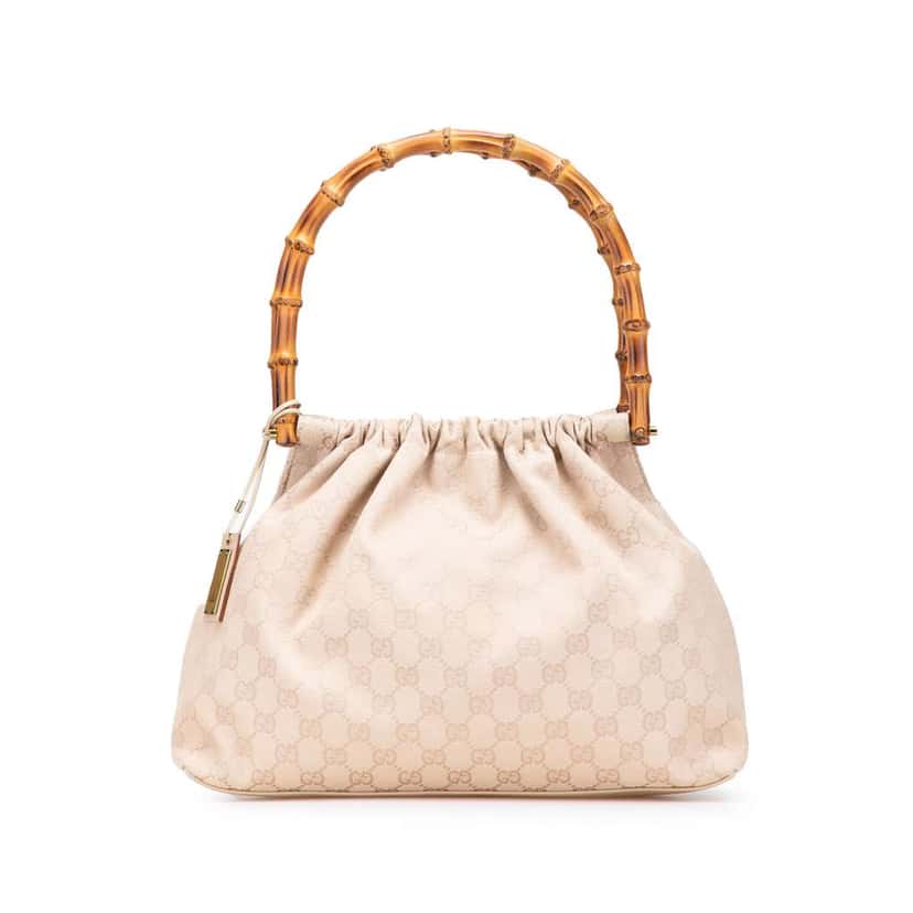 Gucci GG Canvas Bamboo Handbag Brown Canvas Good condition - Front View