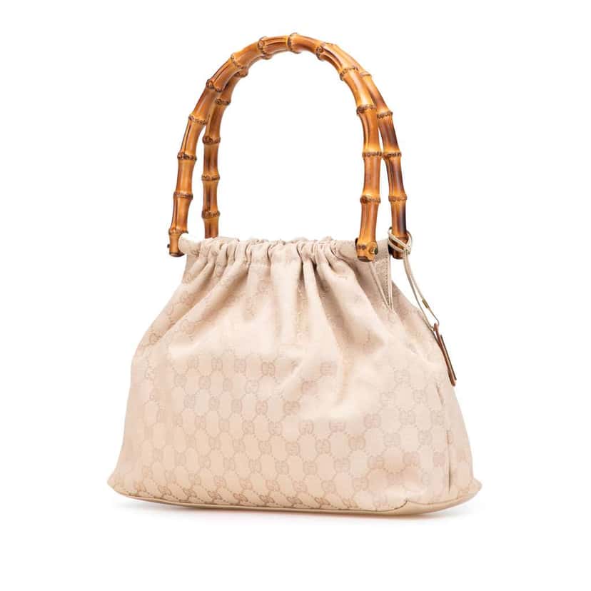 Gucci GG Canvas Bamboo Handbag Brown Canvas Good condition - Back View