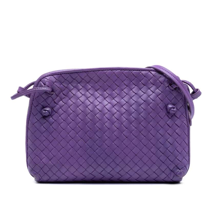 Bottega Veneta Nappa Intrecciato Nodini Crossbody Purple Leather Good condition - Front View