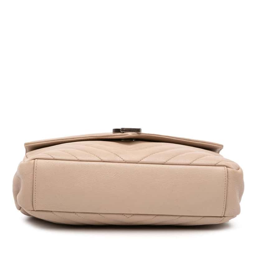 Saint Laurent Medium Monogram Chevron Sheepskin College Bag Brown Leather Good condition - Inside View