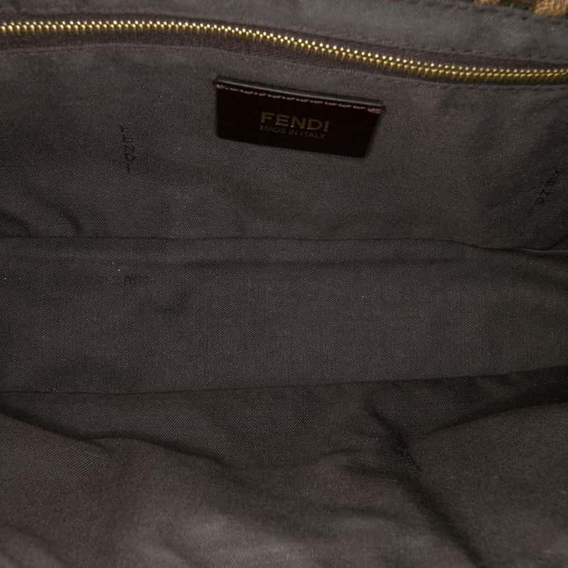 Fendi Zucca Canvas and Leather Chain Maxi Baguette Brown Canvas Good condition - Model View