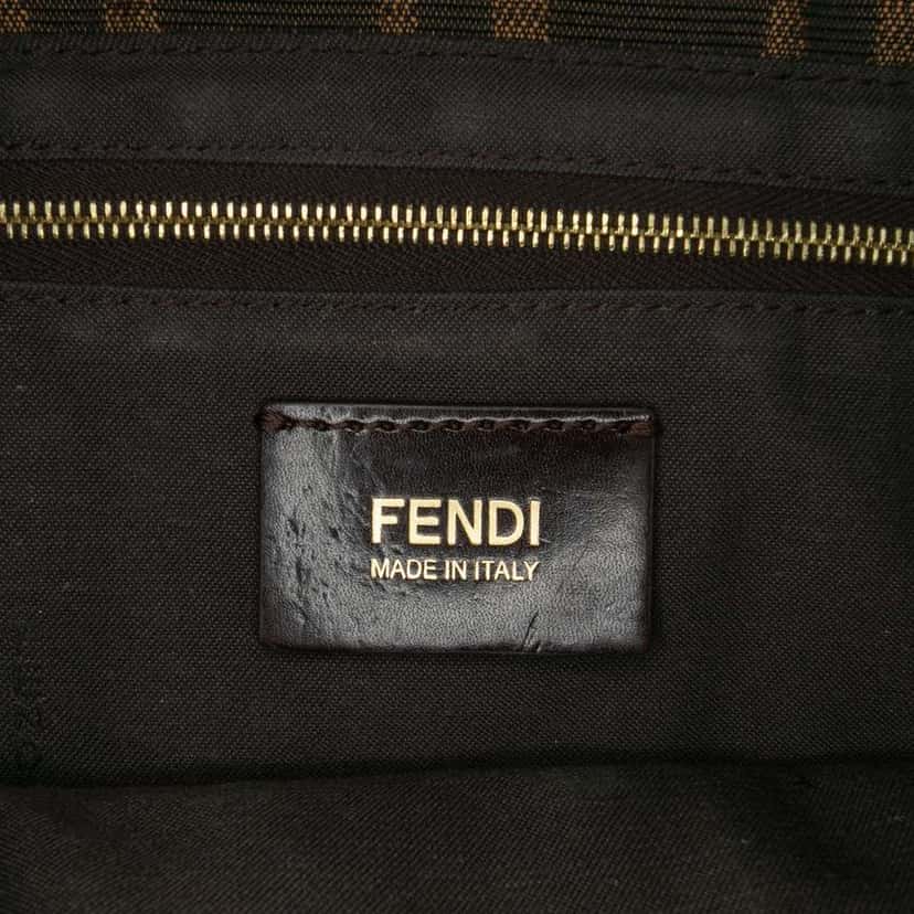 Fendi Zucca Canvas and Leather Chain Maxi Baguette Brown Canvas Good condition - Box View