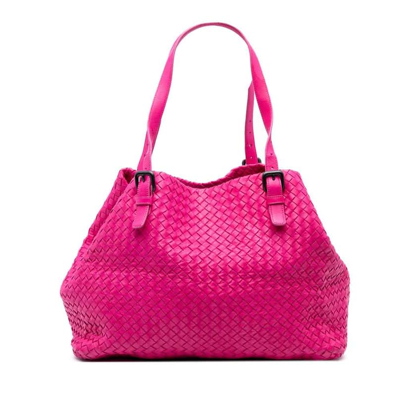 Bottega Veneta Large Nappa Intrecciato Cesta Tote Pink Leather Good condition - Front View